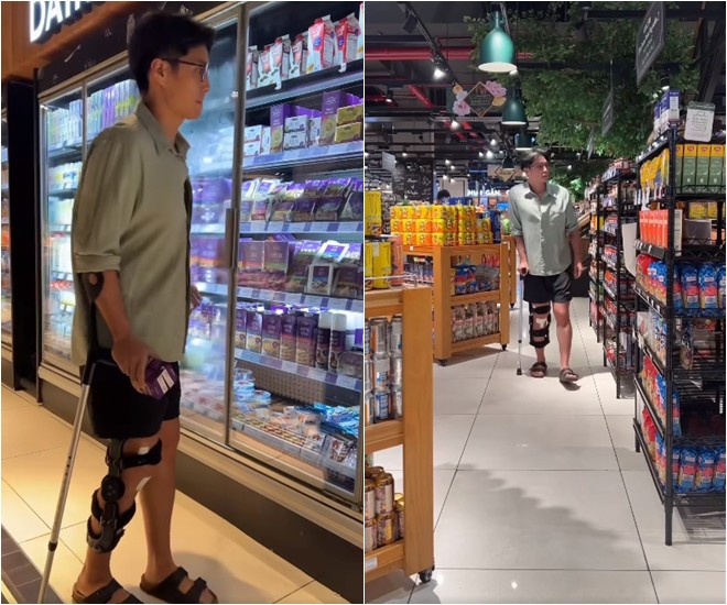 Chồng Ngô Thanh Vân chống nạng vẫn vào bếp, vừa nằm viện về còn đau đã tập tễnh chiều vợ làm món ngon - 2