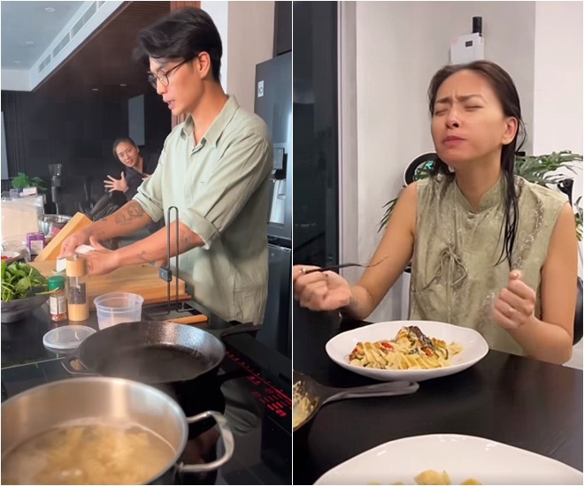 Chồng Ngô Thanh Vân chống nạng vẫn vào bếp, vừa nằm viện về còn đau đã tập tễnh chiều vợ làm món ngon - 19