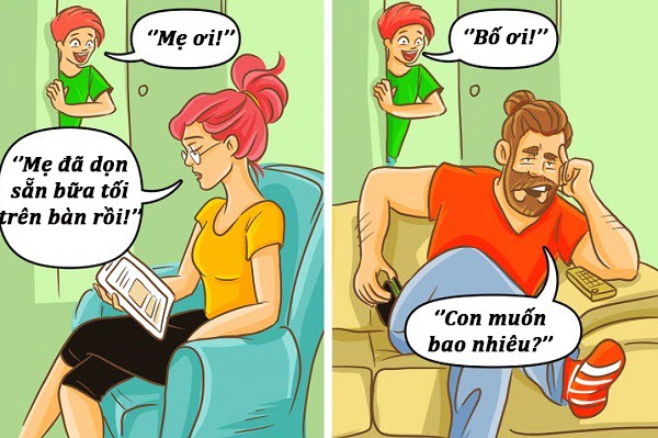 17 bức tranh chân thực về sự khác nhau giữa cách bố và mẹ nuôi dạy con - 17