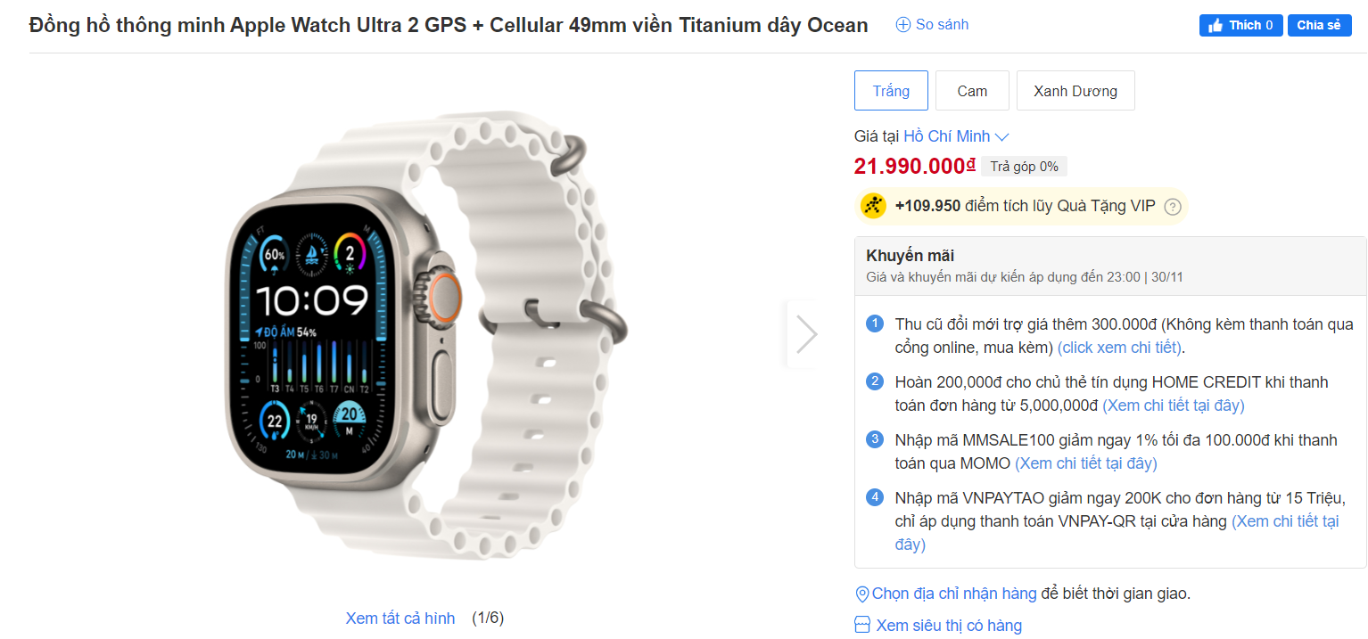 Bảng giá Apple Watch tháng 11, chỉ từ 5,91 triệu đồng