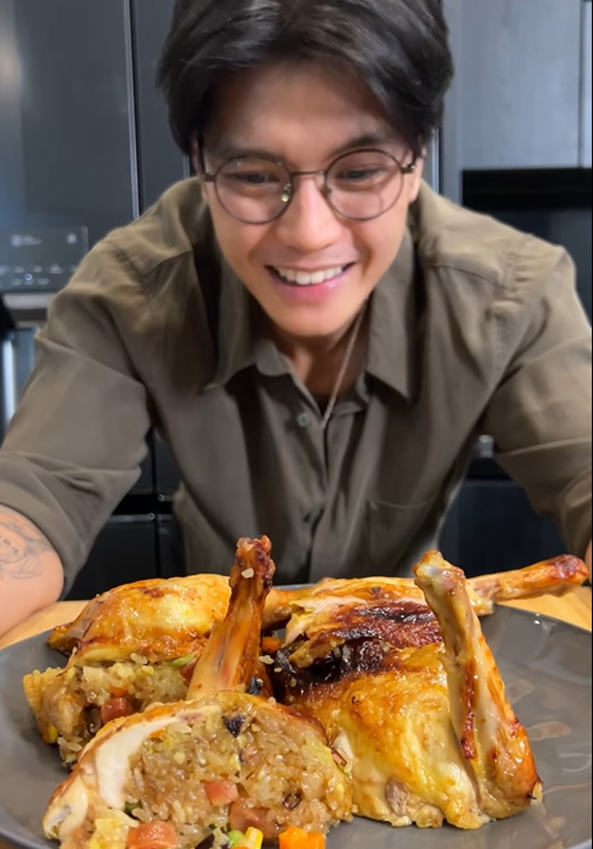Chồng kém 11 tuổi của Ngô Thanh Vân làm gà nấu xôi thơm phức bằng nồi chiên không dầu - 22