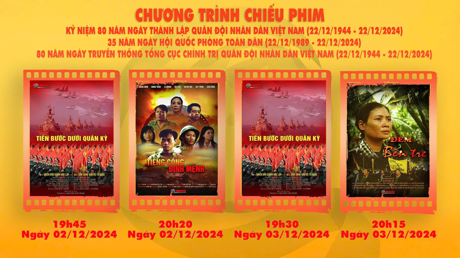 Chiếu 8 bộ phim trong Tuần phim Kỷ niệm 80 năm Ngày thành lập Quân đội nhân dân Việt Nam - 2