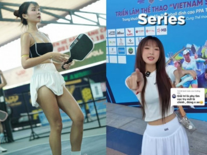Thể thao - Cô gái &quot;vén váy&quot; chơi pickleball, xuất hiện làm nóng giải PPA Tour Vietnam Cup