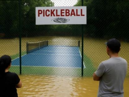 Thể thao - Đau đầu chơi pickleball ngày mưa bão:  Sân ngập, khách không thể đến vẫn mất tiền