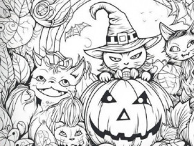 Halloween đến rồi, 20 bức tranh tô màu bí ngô, ma nhỏ, phù thủy đáng yêu cho bé