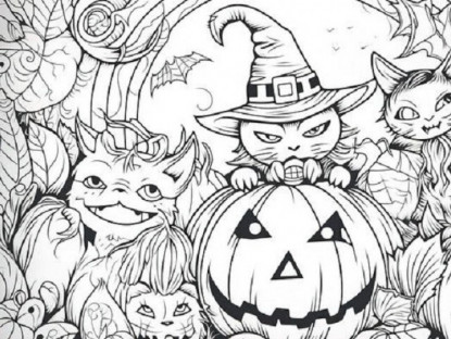 Gia đình - Halloween đến rồi, 20 bức tranh tô màu bí ngô, ma nhỏ, phù thủy đáng yêu cho bé