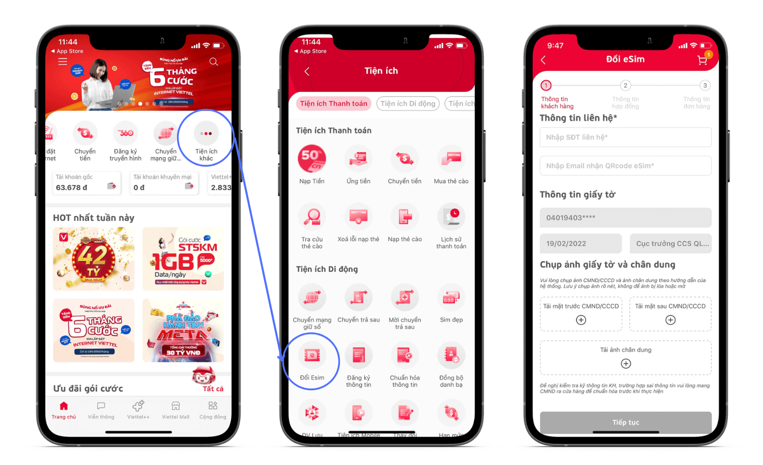 Cách chuyển đổi eSIM Vina, Mobi, Viettel ngay tại nhà - 2