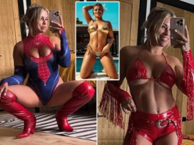 Kiều nữ UFC hóa người nhện mặc bikini, khiến người xem