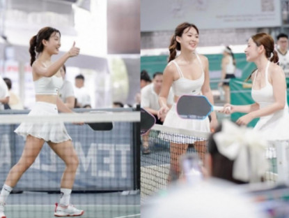 Thể thao - Hot girl "vén váy" xuất hiện như công chúa, đánh cặp pickleball với Chi Pu
