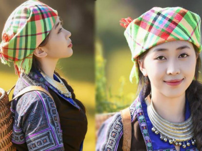 Giải trí - Cô gái Mông đẹp nổi bật giữa ruộng bậc thang Mù Cang Chải