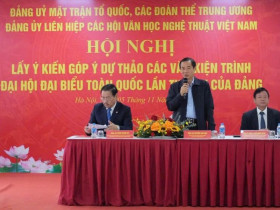 Phát huy trí tuệ văn nghệ sĩ, Liên hiệp các Hội Văn học nghệ thuật tổ chức Hội nghị lấy ý kiến góp ý dự thảo các Văn kiện Đại hội XIV của Đảng