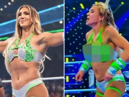 Thể thao - Người đẹp WWE gặp sự cố trang phục, truyền hình &quot;tắt sóng&quot; nhưng không kịp