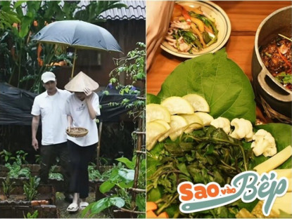 Gia đình - Sau clip nấu ăn gây &quot;rối não&quot; dân mạng, Hồ Quang Hiếu và vợ 1m80 khoe mâm cơm chân quê ai nhìn cũng thèm