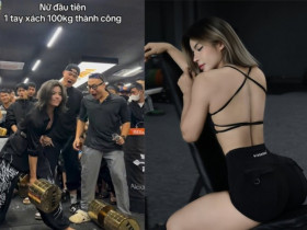 Người đẹp vòng ba 99 cm nâng tạ 100kg bằng 1 tay, nhận ngay 