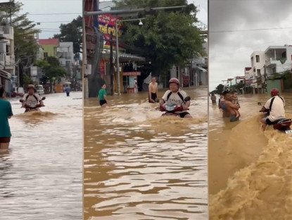 Giao thông - Clip: Khó tin cảnh người đàn ông phóng xe máy bon bon qua đoạn đường ngập