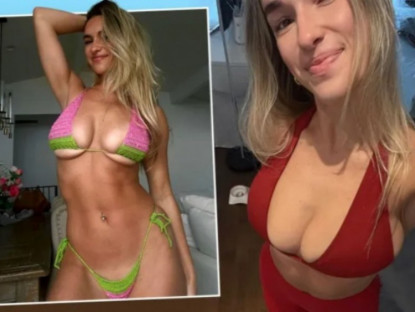 Thể thao - Nữ VĐV bóng chuyền khổ vì vòng 1 đồ sộ, mặc bikini như &quot;sắp rơi&quot; khỏi cơ thể