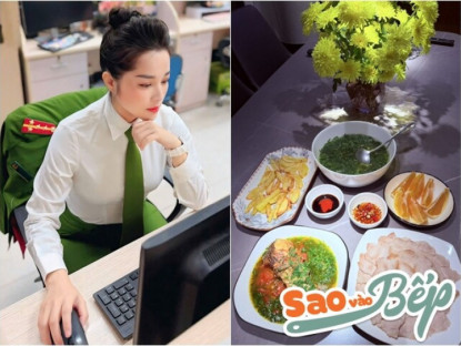 Gia đình - Nữ diễn viên &quot;Nhật ký Vàng Anh&quot; nay là Đại úy công an xinh đẹp khoe hàng loạt mâm cơm nhà hấp dẫn
