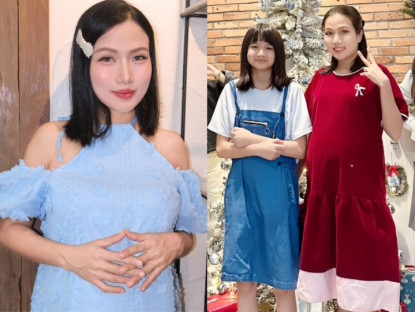 Gia đình - Người đẹp phim miền Tây bế bầu xuống phố cùng &quot;hồng hài nhi&quot;, con gái riêng 13 tuổi đáng yêu cao gần bằng mẹ