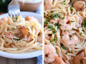 Món mì Ý tôm kem tỏi 