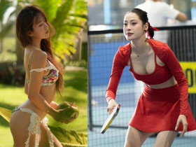 Nàng Kim “vén váy” khoe dáng nuột nà, hoa hậu mặc đồ gym tập pickleball gây chú ý
