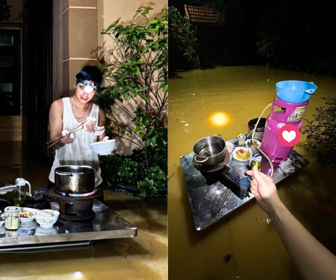 Chồng Bắc Ninh lội lũ nấu cơm cữ cho vợ, món nào món nấy ngon ngất ngây, nhan sắc &#34;nóc nhà&#34; mới gây bất ngờ - 1