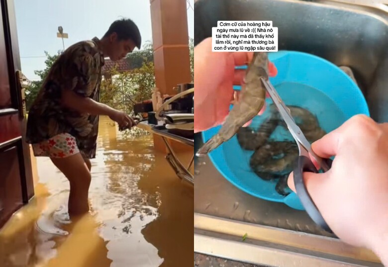 Chồng Bắc Ninh lội lũ nấu cơm cữ cho vợ, món nào món nấy ngon ngất ngây, nhan sắc &#34;nóc nhà&#34; mới gây bất ngờ - 2