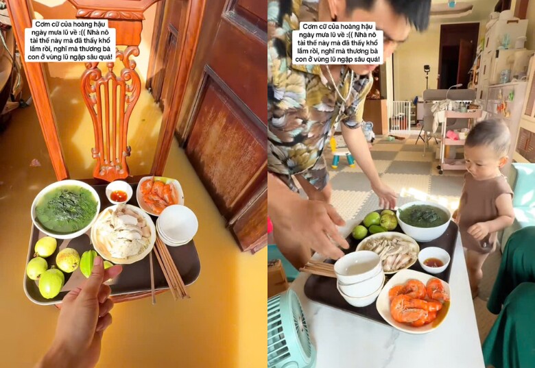 Chồng Bắc Ninh lội lũ nấu cơm cữ cho vợ, món nào món nấy ngon ngất ngây, nhan sắc &#34;nóc nhà&#34; mới gây bất ngờ - 4