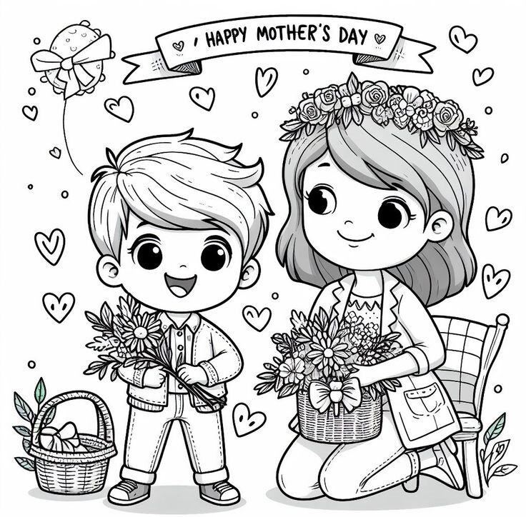 Tranh tô màu bé làm thiệp tặng mẹ, cô giáo nhân ngày 20/10 - 1