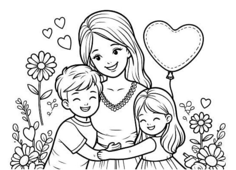 Tranh tô màu bé làm thiệp tặng mẹ, cô giáo nhân ngày 20/10 - 10
