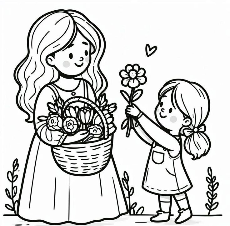 Tranh tô màu bé làm thiệp tặng mẹ, cô giáo nhân ngày 20/10 - 11