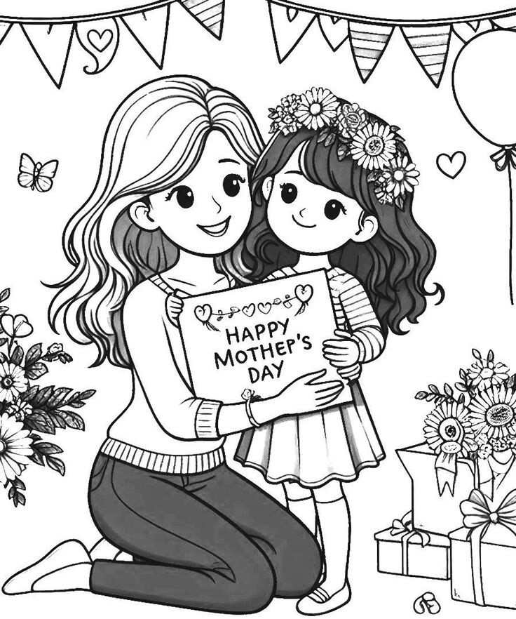 Tranh tô màu bé làm thiệp tặng mẹ, cô giáo nhân ngày 20/10 - 13