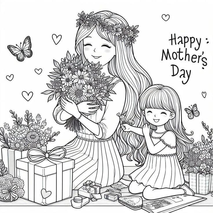 Tranh tô màu bé làm thiệp tặng mẹ, cô giáo nhân ngày 20/10 - 15