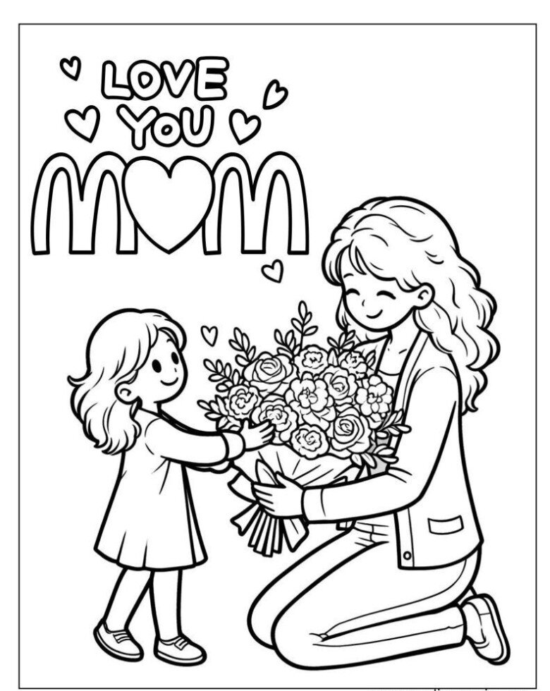 Tranh tô màu bé làm thiệp tặng mẹ, cô giáo nhân ngày 20/10 - 16