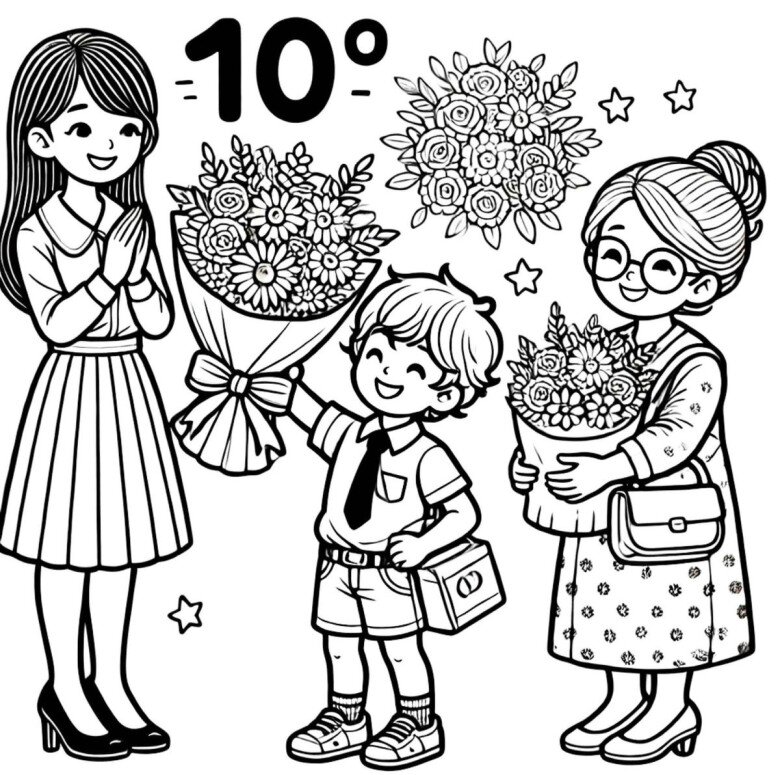 Tranh tô màu bé làm thiệp tặng mẹ, cô giáo nhân ngày 20/10 - 2