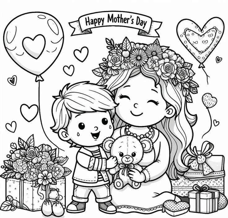 Tranh tô màu bé làm thiệp tặng mẹ, cô giáo nhân ngày 20/10 - 19