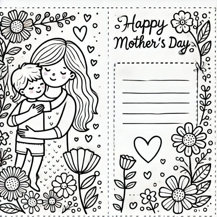 Tranh tô màu bé làm thiệp tặng mẹ, cô giáo nhân ngày 20/10 - 7