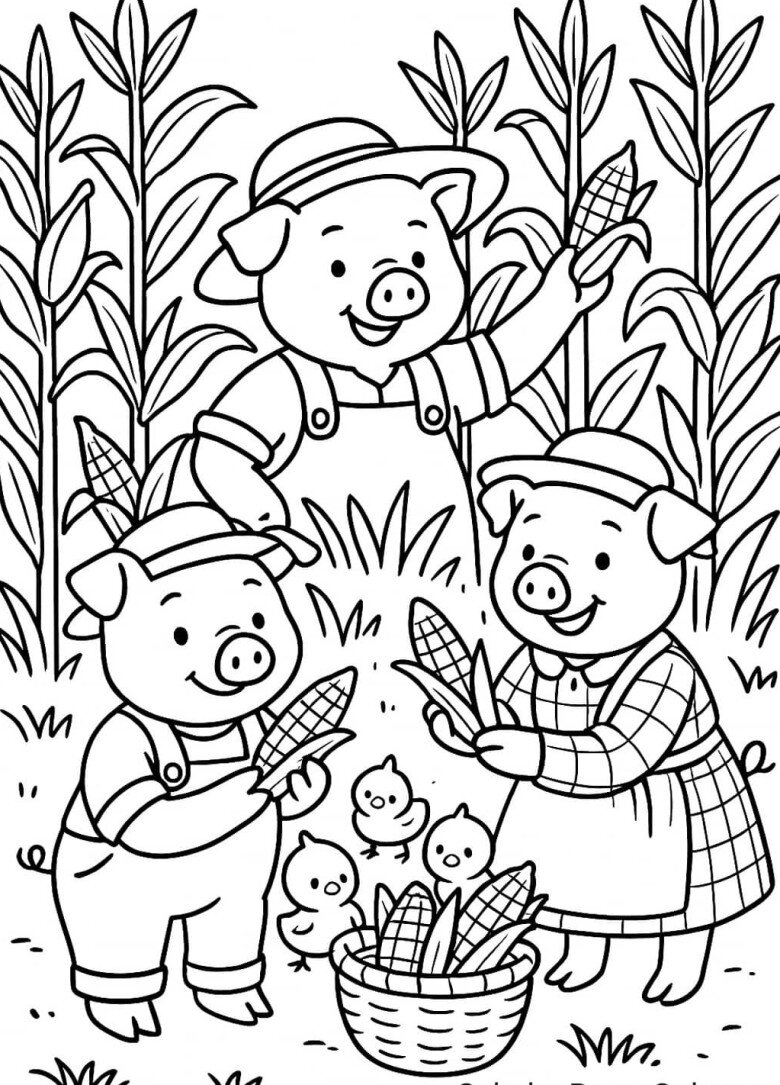 Tô màu tranh “Ba chú heo con”, thời gian cho bé vừa học vừa chơi thật vui - 15