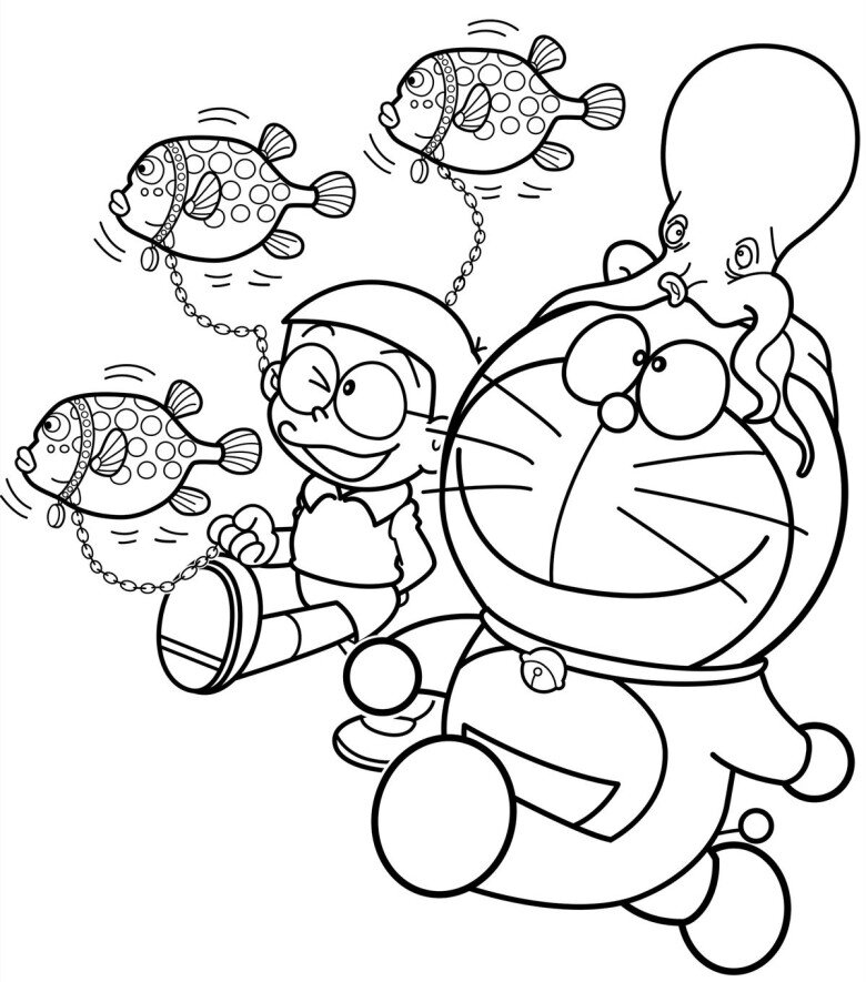 Tranh tô màu Doremon và Nobita, cách đơn giản giúp trẻ học về tình bạn và biết yêu thương - 3