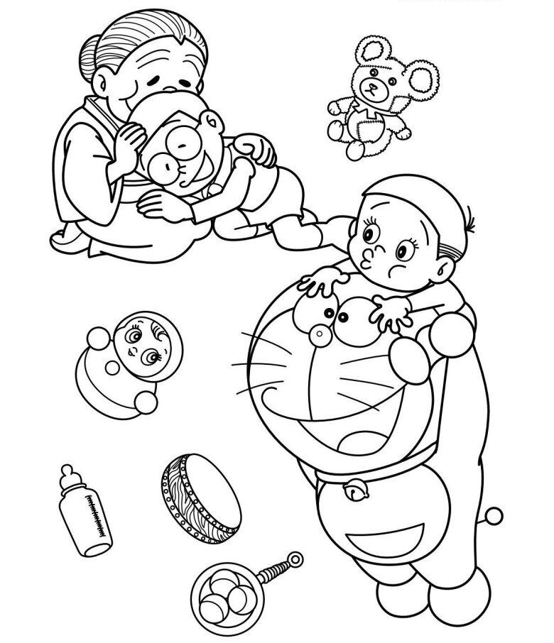 Tranh tô màu Doremon và Nobita, cách đơn giản giúp trẻ học về tình bạn và biết yêu thương - 9