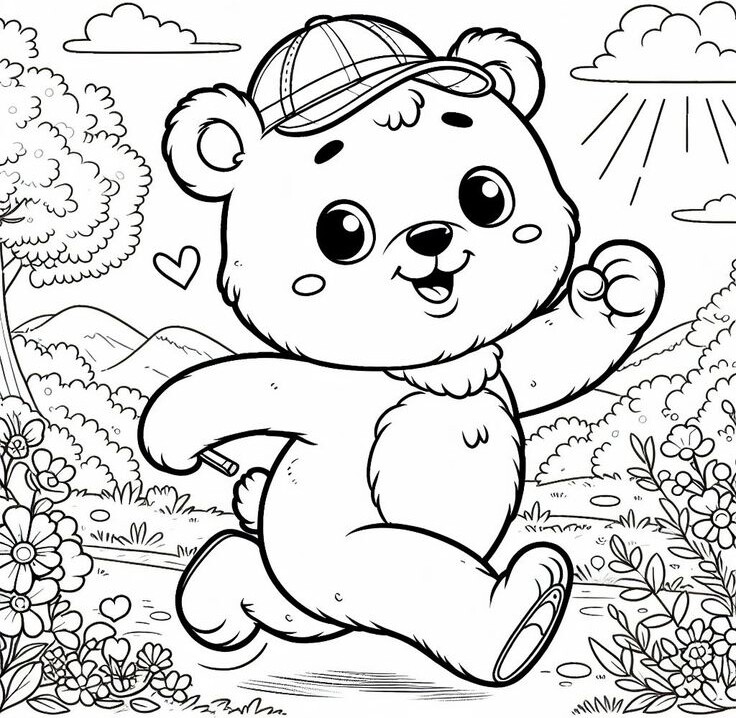 Tranh tô màu gấu con vui vẻ, cùng sắc màu nuôi dưỡng cảm xúc và trí tưởng tượng cho bé - 1