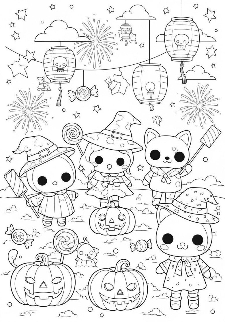 Halloween đến rồi, 20 bức tranh tô màu bí ngô, ma nhỏ, phù thủy đáng yêu cho bé - 8
