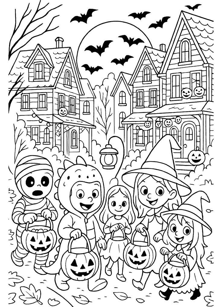 Halloween đến rồi, 20 bức tranh tô màu bí ngô, ma nhỏ, phù thủy đáng yêu cho bé - 9