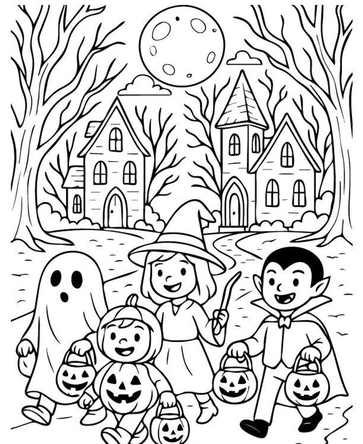 Halloween đến rồi, 20 bức tranh tô màu bí ngô, ma nhỏ, phù thủy đáng yêu cho bé - 10