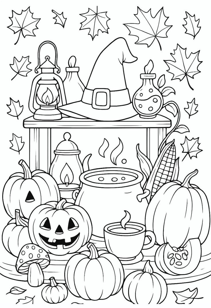 Halloween đến rồi, 20 bức tranh tô màu bí ngô, ma nhỏ, phù thủy đáng yêu cho bé - 4