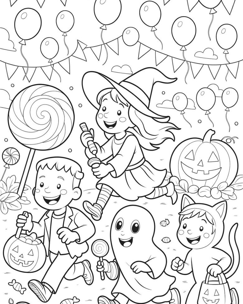 Halloween đến rồi, 20 bức tranh tô màu bí ngô, ma nhỏ, phù thủy đáng yêu cho bé - 6