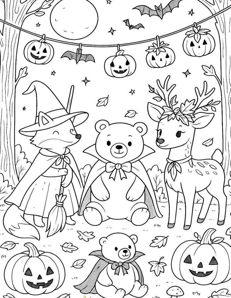 Halloween đến rồi, 20 bức tranh tô màu bí ngô, ma nhỏ, phù thủy đáng yêu cho bé - 7