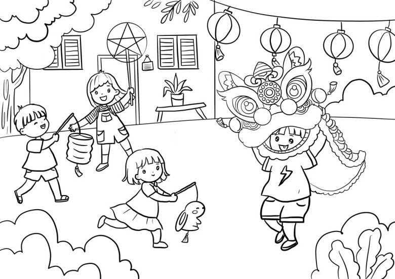 20 bức tranh tô màu lễ hội Trung thu, bé hòa cùng không khí rước đèn lồng đêm rằm - 18